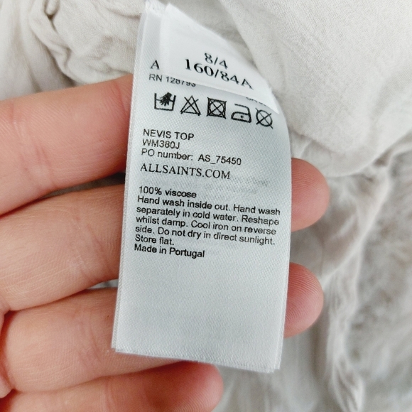 Allsaints Nevis Off White Anthropologie Tie Top Shirt Blouse P5176 - Picture 8 of 10